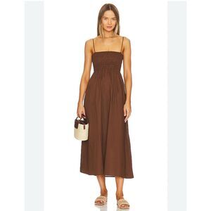 Faithfull the Brand Marieka Midi Dress M in Chocolate